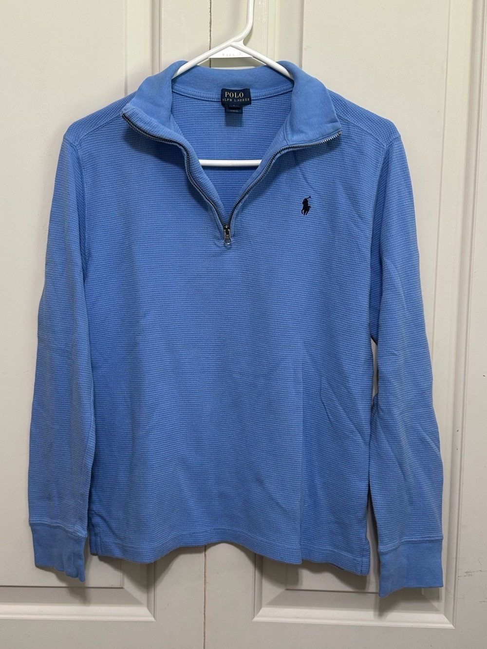 Polo by Ralph Lauren. Light Blue Zip-Neck Pullover